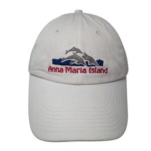 Anna Maria Island Strapback Baseball Cap White One Size Adjustable Embroidered